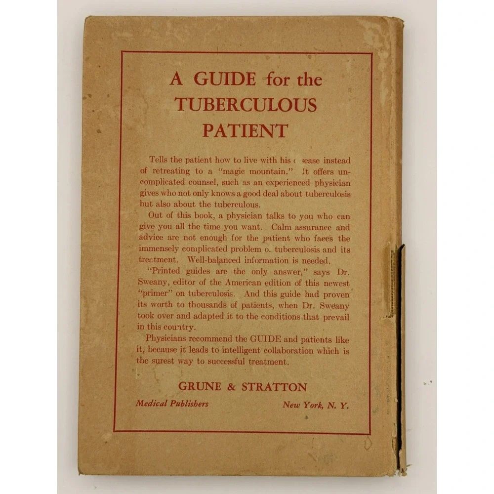 1946 A Guide for the Tuberculous Patient Erwin Sweany Vintage Medical Book